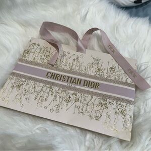 DIOR GIFT BAG Paper Gold Pink Ribbon collapsible